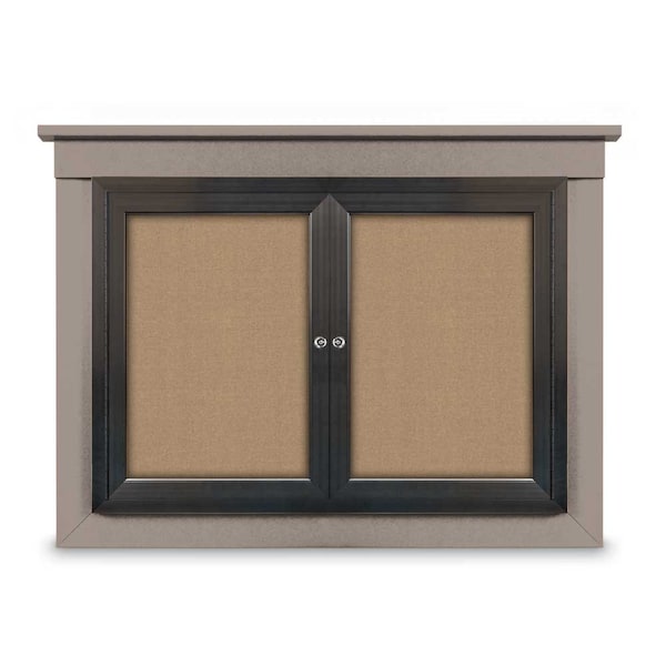 24"x36" 1-Door Enclosed Letterboard, Black Vinyl/Lt Oak